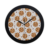 chocolate chip cookie pattern Elegant Black Wall Clock