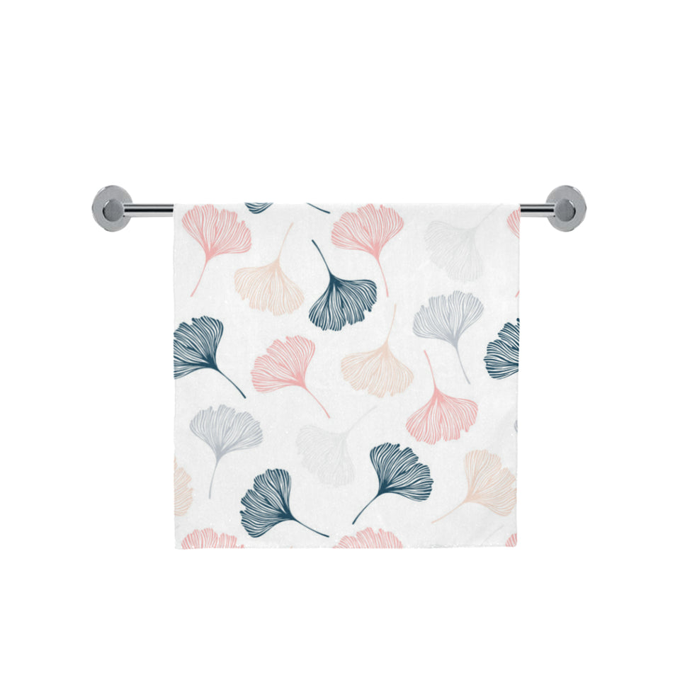 Black Gray Cream coral ginkgo leaves pattern Bath Towel
