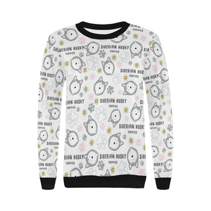 Siberian Husky design pattern Women's Crew Neck Sweatshirt