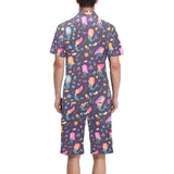 beautiful mermaid Fish jellyfish algae other marin Men's V-Neck Short Pajama Set