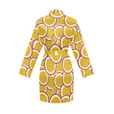 Passion fruits slice pattern Women's Long Sleeve Belted Night Robe