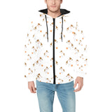 Jack Russel Pattern Print Design 05 Men's Padded Hooded Jacket