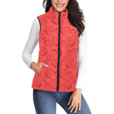 strawberry pattern red background Women's Padded Vest