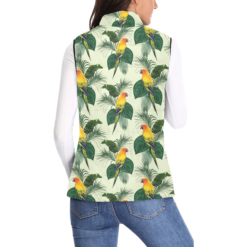 Beautiful parrot palm leaves pattern Women's Padded Vest