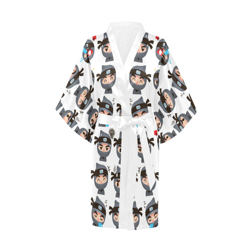 Cute ninja design pattern Women's Short Kimono Robe