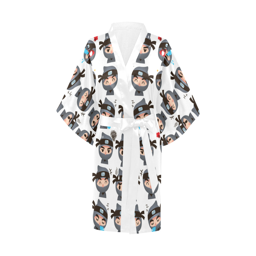 Cute ninja design pattern Women's Short Kimono Robe