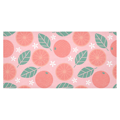 Grapefruit leaves flower pink background Tablecloth