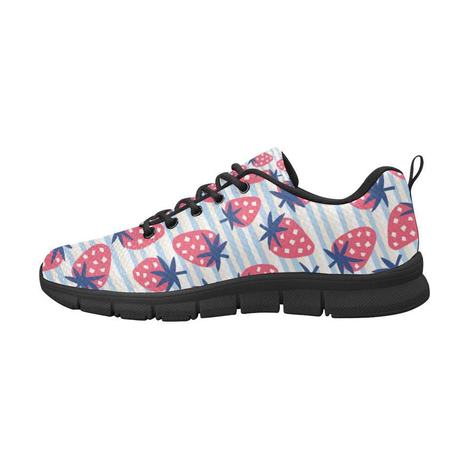 Strawberry pattern blue lines background Men's Sneaker Shoes