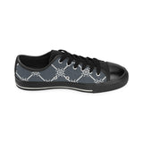 nautical steering wheel rope pattern Men's Low Top Canvas Shoes Black