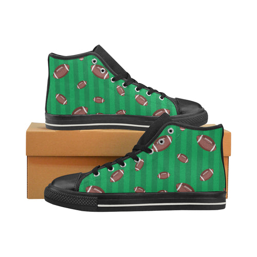 American football ball field background Women's High Top Canvas Canvas Shoes Black