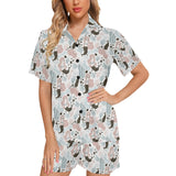 cute mermaid pattern Women's V-Neck Short Pajama Set