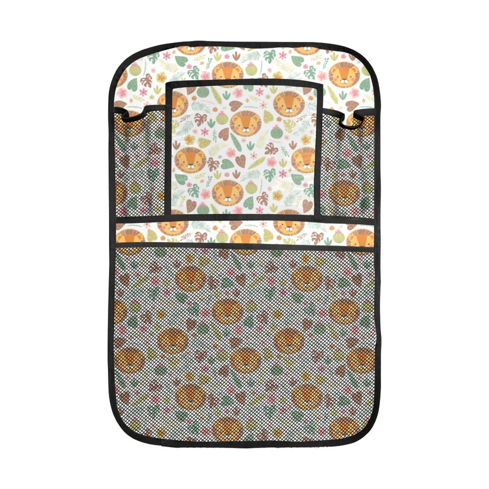 Lion Pattern Print Design 04 Car Seat Back Organizer