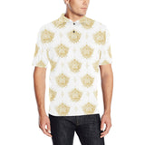 Gold Ornamental lotue waterlily symbol pattern Men's All Over Print Polo Shirt