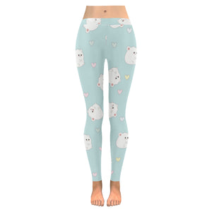 White cute hamsters heart pattern Women's Legging Fulfilled In US