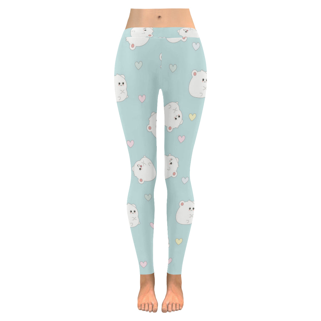 White cute hamsters heart pattern Women's Legging Fulfilled In US
