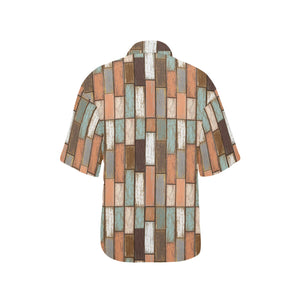 Wood Printed Pattern Print Design 02 Women's All Over Print Hawaiian Shirt