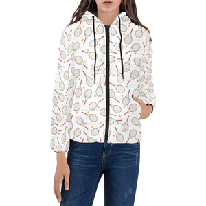 Tennis Pattern Print Design 04 Women's Padded Hooded Jacket