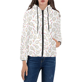Tennis Pattern Print Design 04 Women's Padded Hooded Jacket