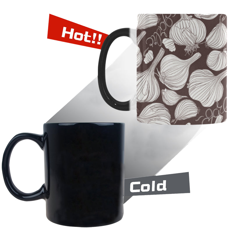 Garlic bulb dark background Morphing Mug Heat Changing Mug