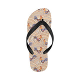 Cute rooster chicken cock floral ornament backgrou Unisex Flip Flops