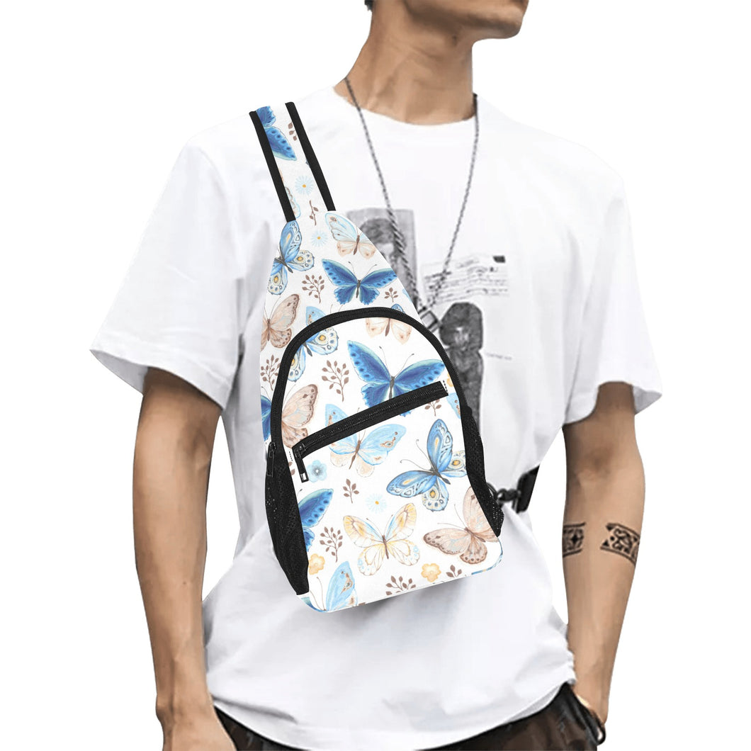 blue butterfly pattern All Over Print Chest Bag
