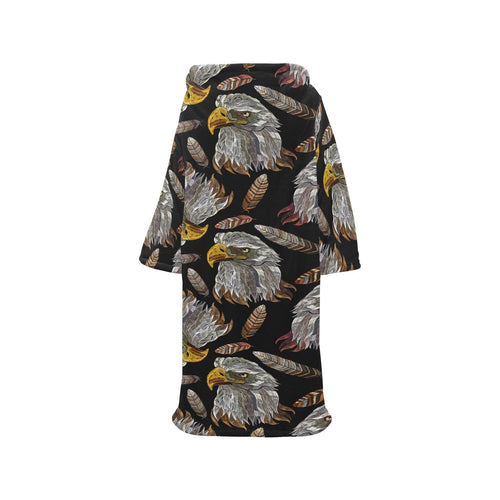 Eagle Pattern Print Design 05 Blanket Robe with Sleeves