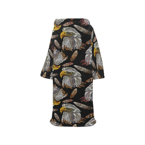 Eagle Pattern Print Design 05 Blanket Robe with Sleeves