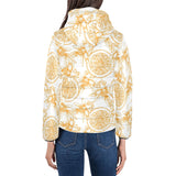 hand drawn orange fruit pattern Women's Padded Hooded Jacket