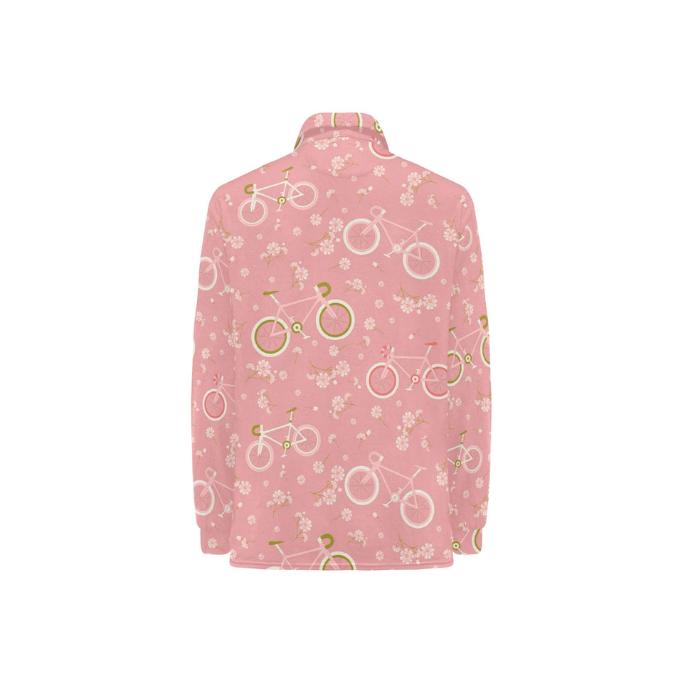 Bicycle Pattern Print Design 02 Women's Long Sleeve Polo Shirt