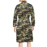 Dark Green camouflage pattern Men's Long Sleeve Belted Night Robe