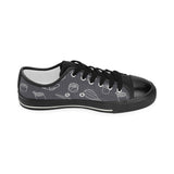 sushi pattern black background Women's Low Top Canvas Shoes Black