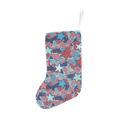 Hand drawn colorful starfish Christmas Stocking