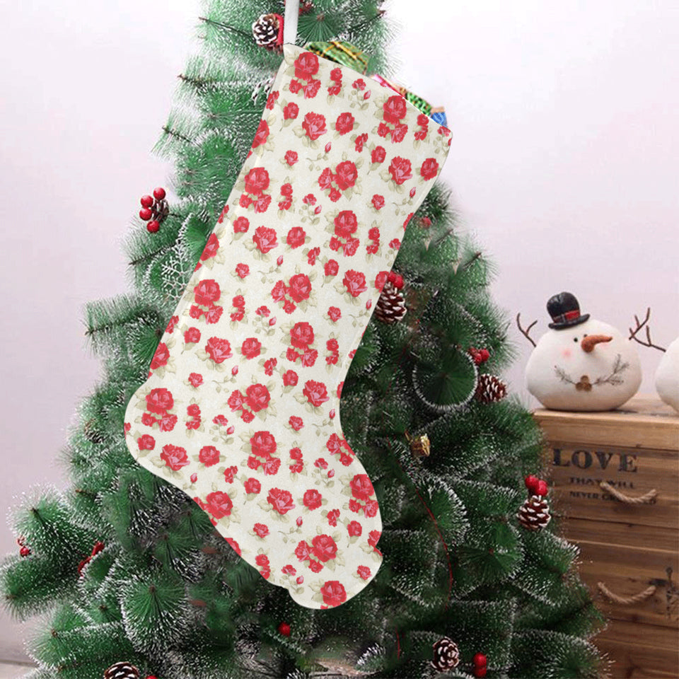 Rose Pattern Print Design 01 Christmas Stocking