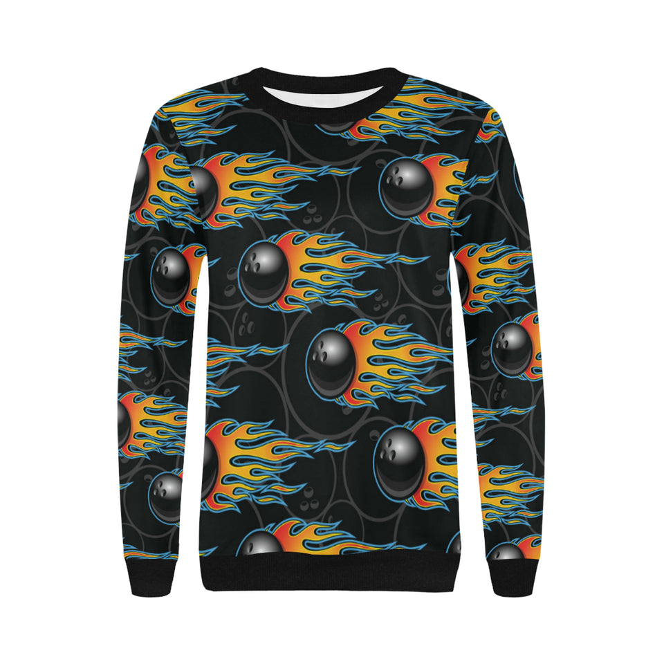Bowling balls flame pattern Women's Crew Neck Sweatshirt