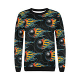 Bowling balls flame pattern Women's Crew Neck Sweatshirt