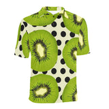 kiwi black dot background Men's All Over Print Polo Shirt