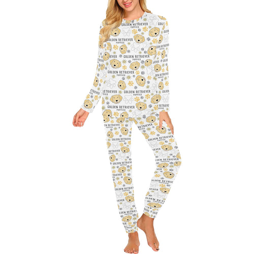 Golden Retriever Pattern Print Design 04 Women's All Over Print Pajama Set