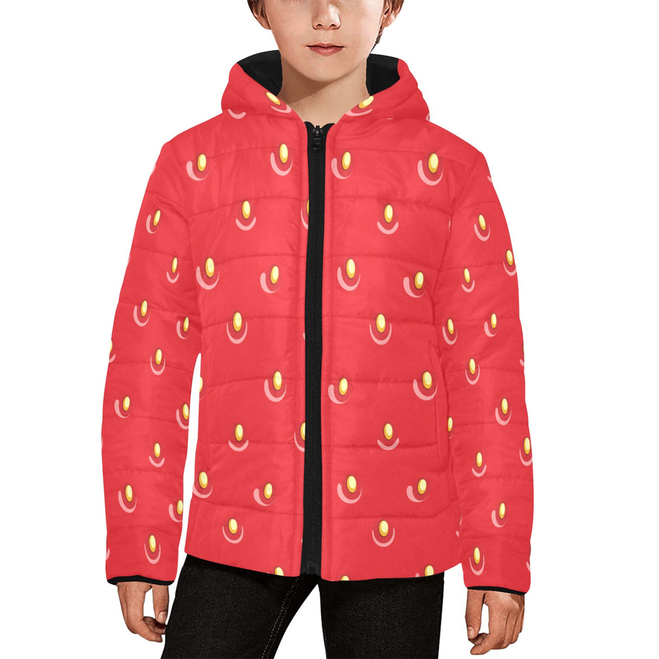 strawberry texture skin pattern Kids' Boys' Girls' Padded Hooded Jacket