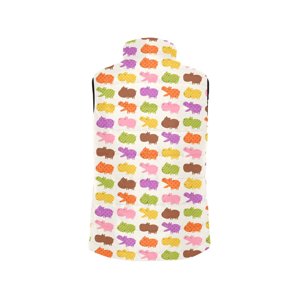 Hippopotamus Pattern Print Design 01 Women's Padded Vest