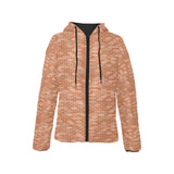 Brick Printed Pattern Print Design 02 Women's Padded Hooded Jacket