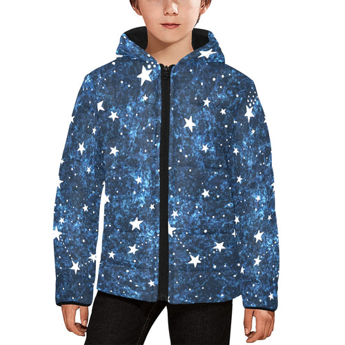 Night sky star pattern Kids' Boys' Girls' Padded Hooded Jacket