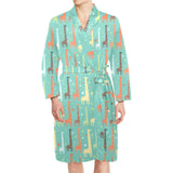 Giraffe Pattern Print Design 01 Men's Long Sleeve Belted Night Robe
