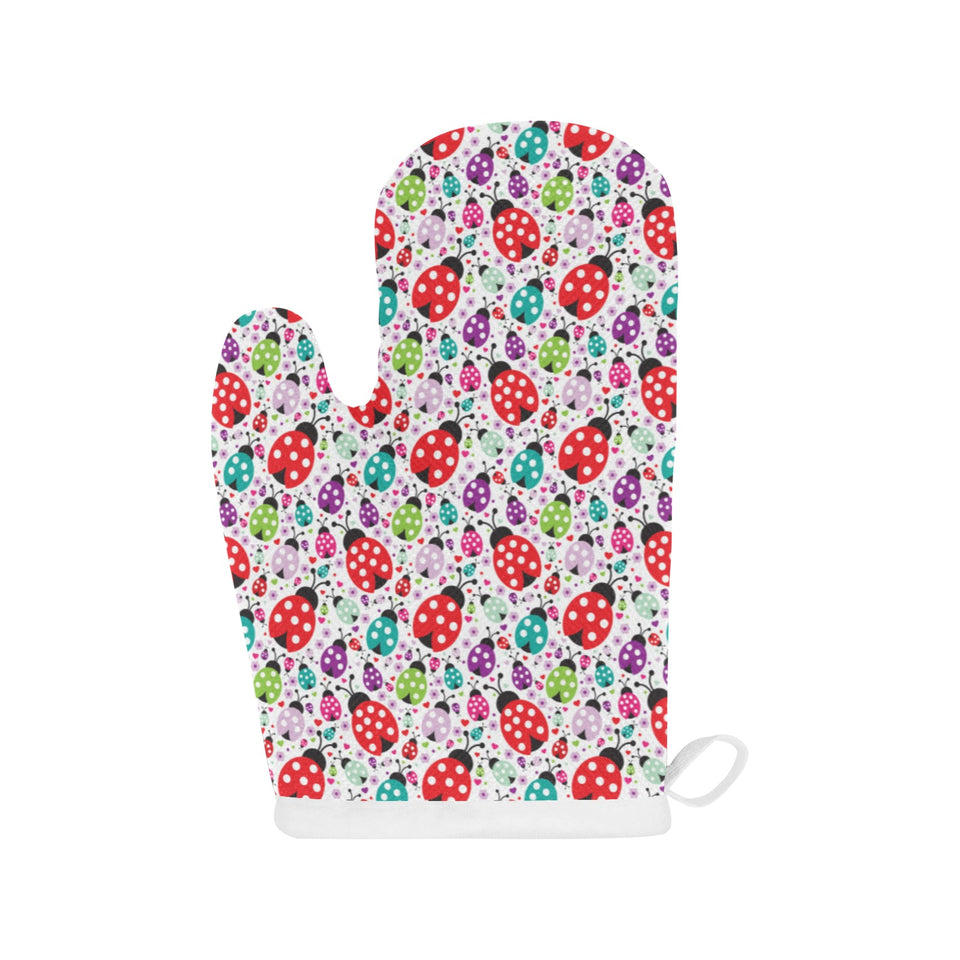 Ladybug Pattern Print Design 03 Heat Resistant Oven Mitts