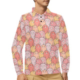 Pig Pattern Print Design 04 Men's Long Sleeve Polo Shirt