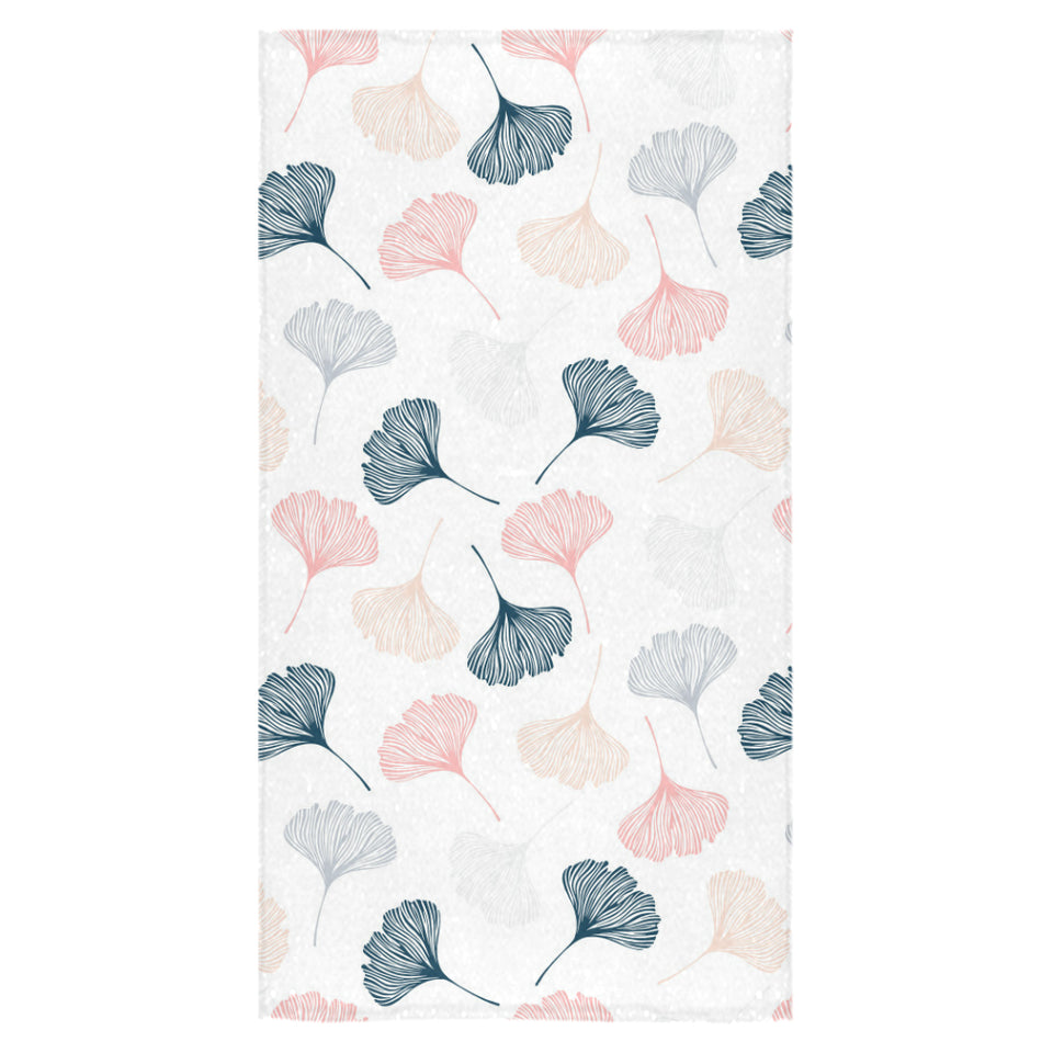 Black Gray Cream coral ginkgo leaves pattern Bath Towel