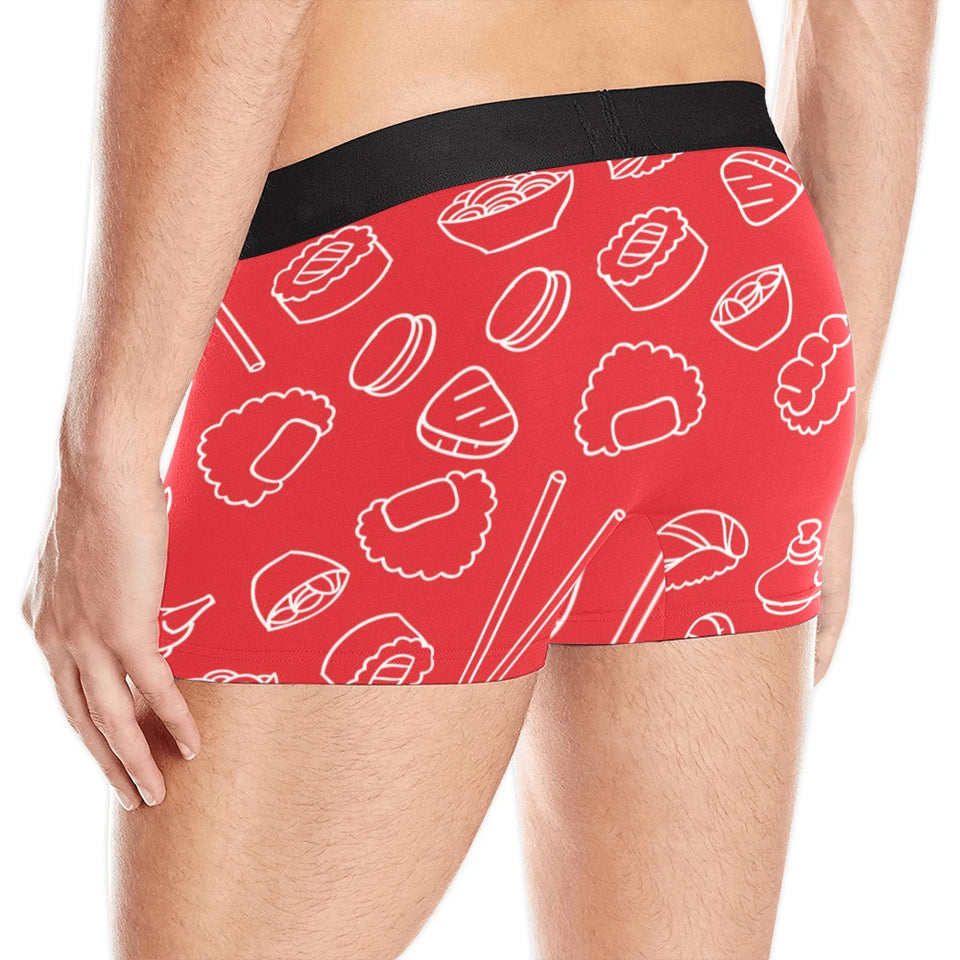 sushi pattern red background Men's All Over Print Boxer Briefs Men's Underwear