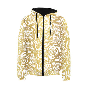 Rose Pattern Print Design 05 Men's Padded Hooded Jacket