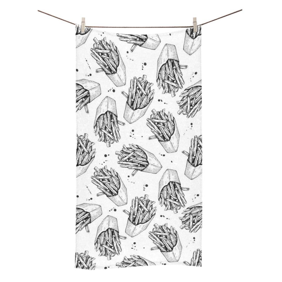 Hand drawn french fries pattern Bath Towel