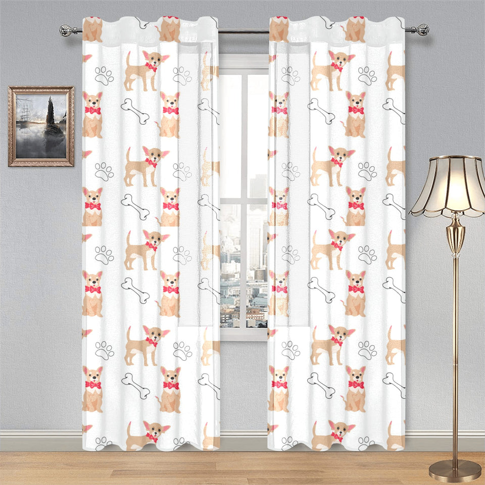 Chihuahua bone paw pattern Gauze Curtain