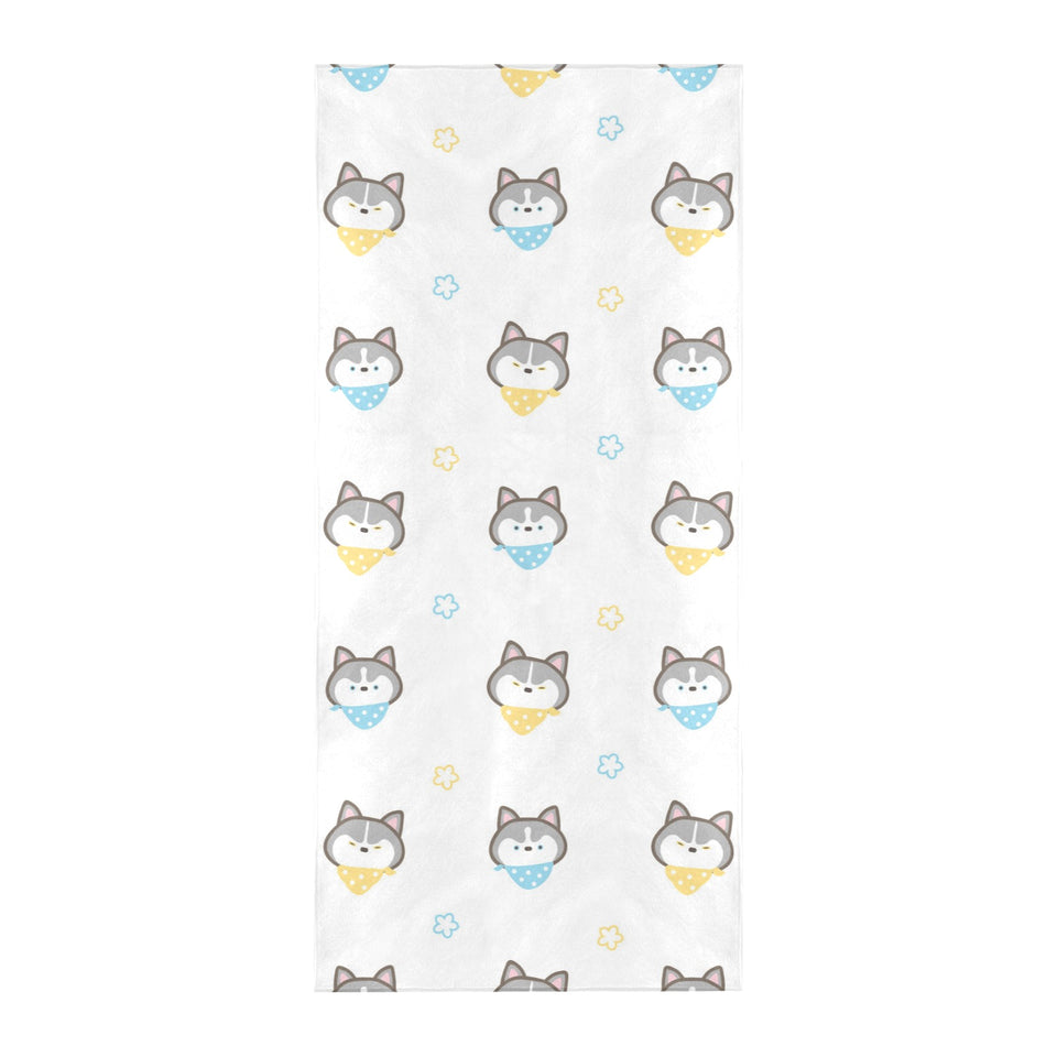 Cute Siberian Husky pattern Beach Towel